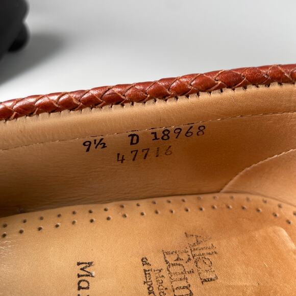 Allen Edmonds Maxfield Men\'s 9.5 D Brown Leather Woven Tassel Loafers Casual GUC main image 8
